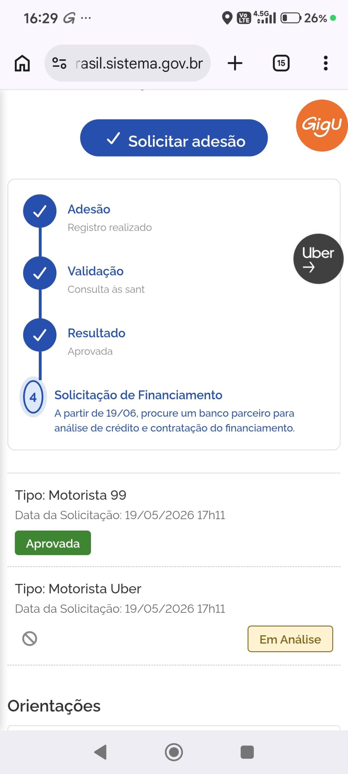 Motorista Elegível no Programa Move Brasil